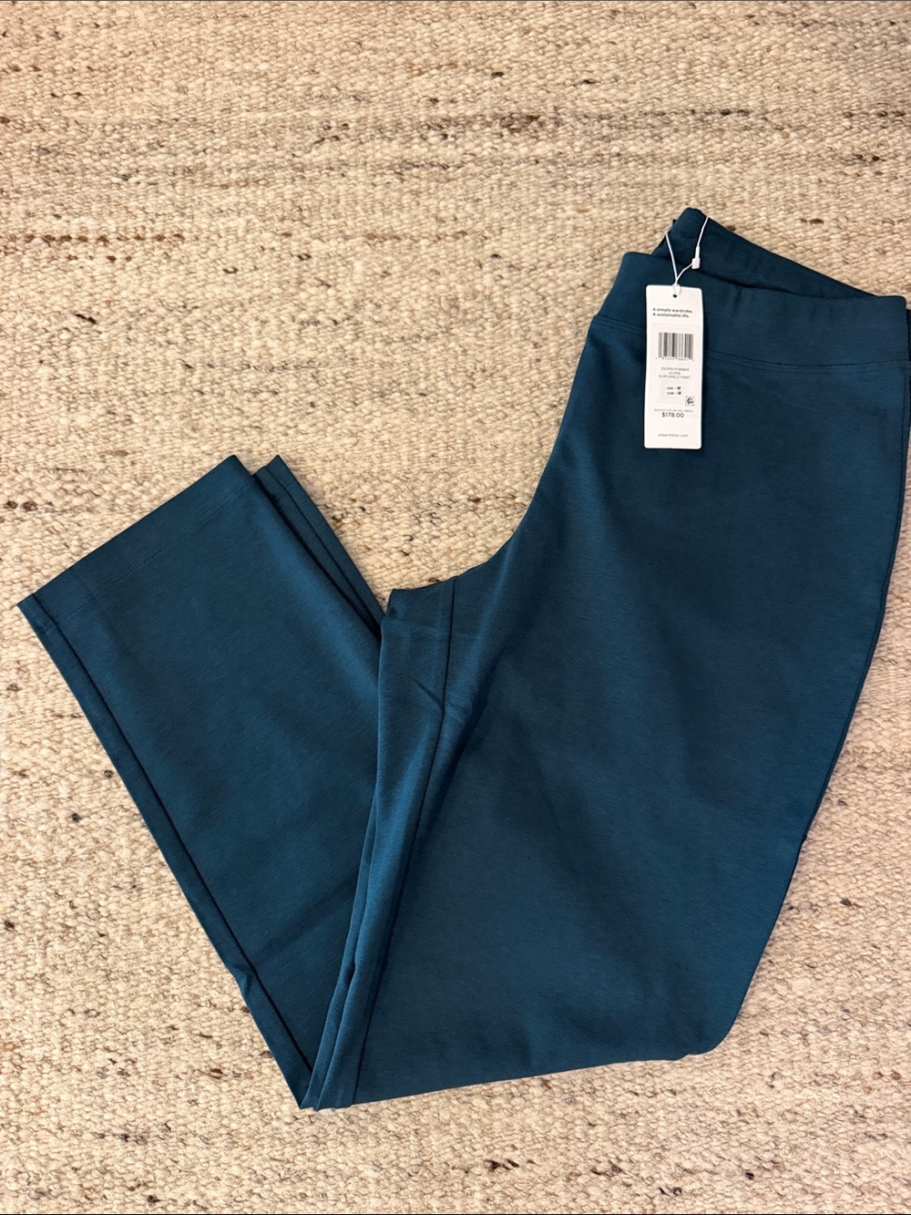 NWT Eileen Fisher Cotton Blend Ponte Slim Ankle Pant- Medium (Alpine)